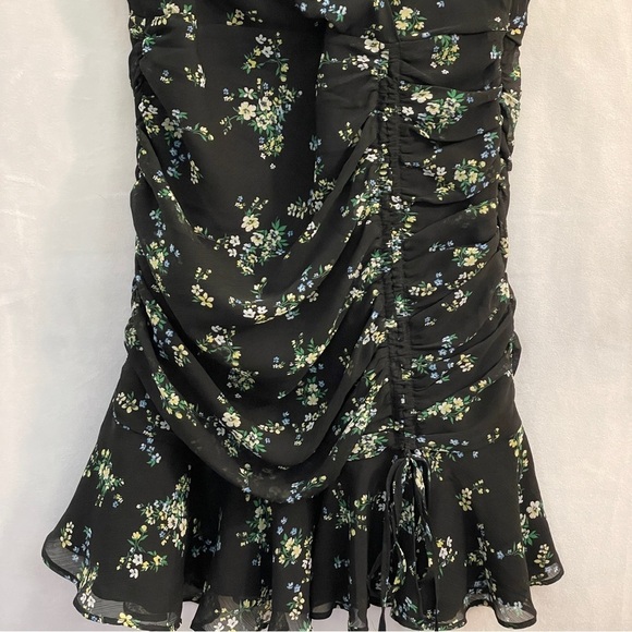 Banana Republic Black Floral Dress Flutter Sleeve V-Neck Cinch Dress - Picture 5 of 16